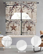 Village Stars Swag Kitchen Curtains Valance and Tier Set, Vintage Rust Yellow - Image 5