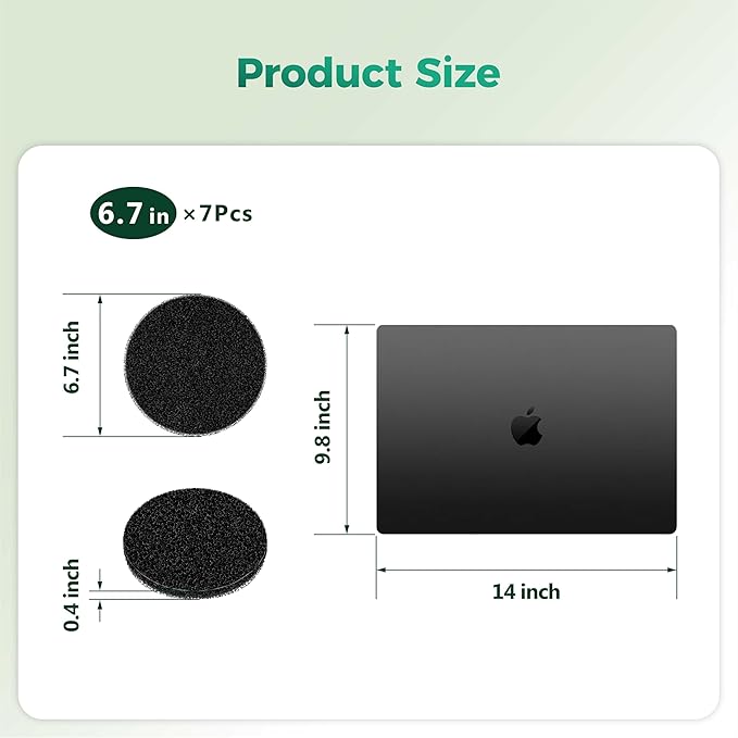 Polyurethane Activated Charcoal Filters -7 Pack 6.7 Inch Round Strong Odor - Image 2