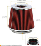 PTNHZ Universal Red 4" 102mm High Flow Cold Air Intake Cone Air Filter Power - Image 4