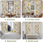 Spring Daisy Kitchen Curtains, Country Watercolor Flower Leaf Plant Light - Image 8