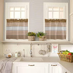 Retro Farm Wood Board Window Valance Curtains, 2 Panel - Image 3