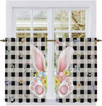 Easter Kitchen Curtains 45 Inch Long 2 Panel Set, Rod Pocket Window Treatment - Image 2
