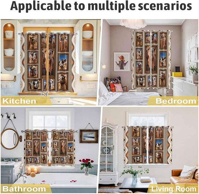 2 Panel Kitchen Cafe Curtains, Desert Camels Sunlight Filtering Nature Air - Image 6