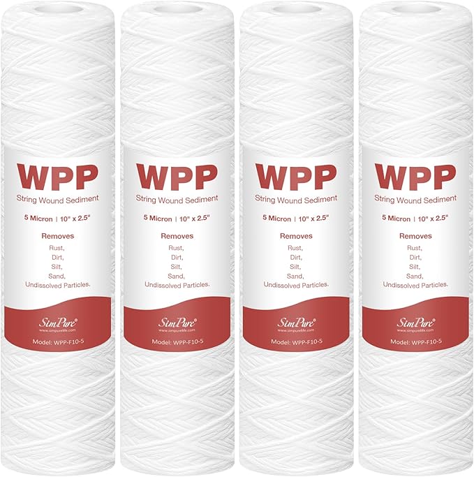 SimPure 5 Micron 10" x 2.5" String Wound Whole House Water Filter Cartridge by SimPure_Water