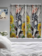 Farmhouse Living Room Curtains 72 Inches length, Vintage Sunflowers Animals - Image 5