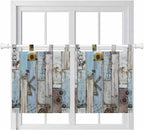 Blue Grey Wooden Kitchen Curtains 36 Inch Length, Small Window Curtains Tab Top by Unknown