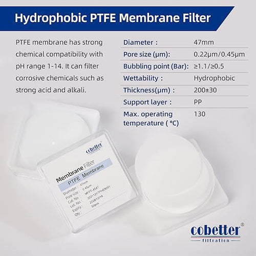 100 PCS PTFE Disc Membrane Filters Hydrophobic 47mm 5.0µm Pore Size - Image 2