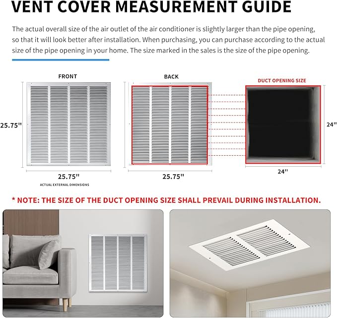 24x24 Vent Cover, Air Return Vent Cover, Flat Vent Cover, Rejillas De Aire - Image 4