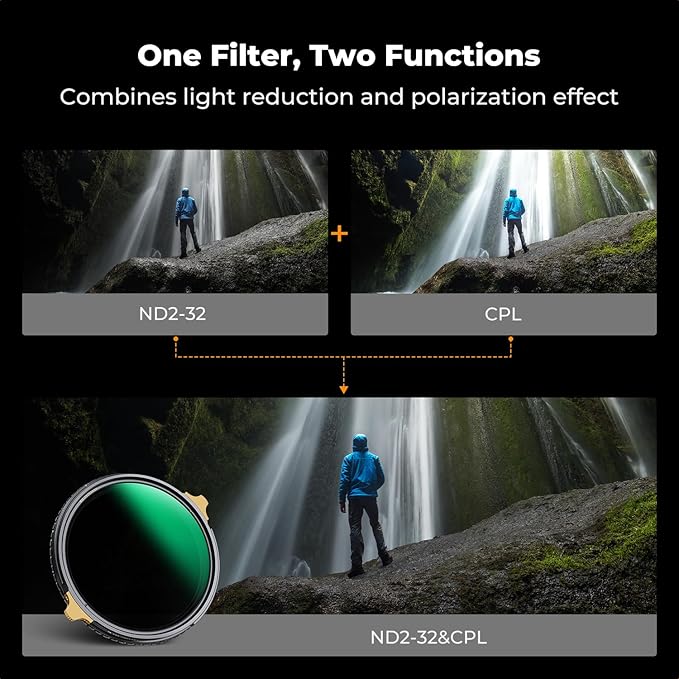 K&F CONCEPT 82mm Variable ND2-32 ND Lens Filter & Circular Polarizing Filter - Image 3