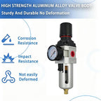 HengMinLingTong 1/2" NPT Compressed Air Filter Regulator Combo Piggyback - Image 5