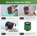 KYOSTAR Universal 3" High-Flow Air Filter, Reusable Cone Cold Air Intake - Image 5