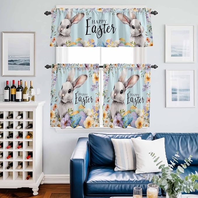 Happy Easter Kitchen Curtains Set 3 Piece - Image 2