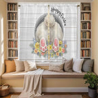 Easter Bunny Window Curtains 63 Inch Long 2 Panel Set, Rod Pocket Bedroom - Image 3