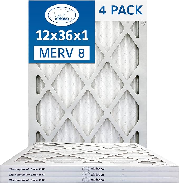 12x36x1 Air Filter MERV 8 TRION Air Bear Pleated HVAC Air Filter Replacement by Trion