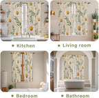 Spring Daisy Kitchen Curtains, Country Watercolor Flower Leaf Plant Light - Image 8