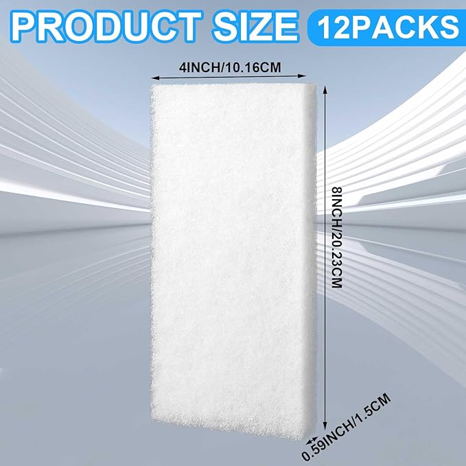 12 Pack Filter Pads for Aquarium Fish Tanks, Aquarium Polyethylene Media Pads - Image 2