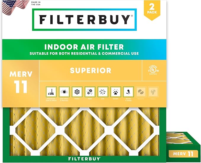 Filterbuy 10x10x2 Air Filter MERV 11 Superior Pet & Allergy Defense, by Filterbuy