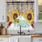 Sunflowers Swag Valances for Windows, Retro Flower Barn Doors Butterfly - Image 2