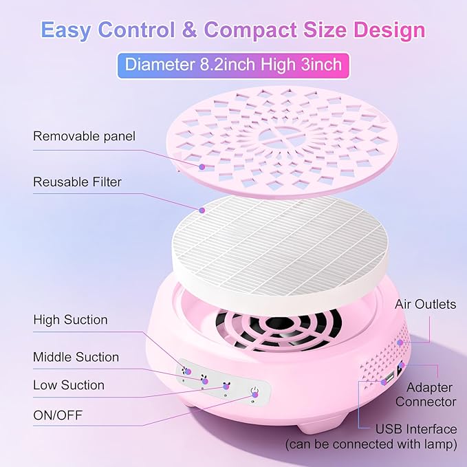 Professional Nail Dust Collector, Quiet Nail Vacuum Cleaner Machine - Image 6
