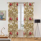2 Panel Kitchen Cafe Curtains, Desert Camels Sunlight Filtering Nature Air - Image 2