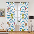 2 Panel Kitchen Cafe Curtains, Camels Palm Trees Sunlight Filtering Nature Air - Image 2