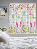 Happy Easter Bedroom Curtains 63 Inches length, Spring Watercolor Bunny Eggs - Image 5