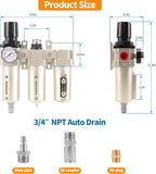 3/4" NPT Industrial Grade 3 Stage Air Compressor Drying System, 0-240 PSI - Image 7
