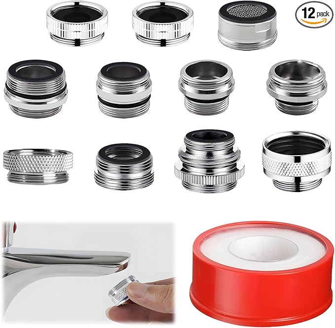 12 pcs Faucet Adapter Kit, CNYMANY Kitchen Aerator Adapter Set Male Female Sink by CNYMANY