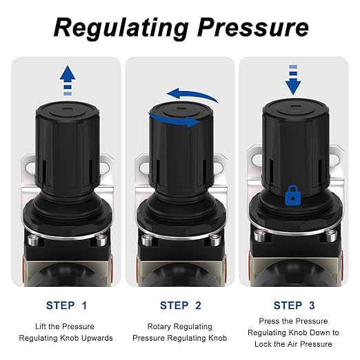 AIRZOE 1/4"NPT Air Filter Regulator Combo Piggyback, 5 Micron Brass Element - Image 6