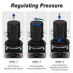 AIRZOE 1/4"NPT Air Filter Regulator Combo Piggyback, 5 Micron Brass Element - Image 6