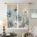 Spring Flowers Living Room Curtains 84 Inch Length, Window Curtains Tab Top - Image 2