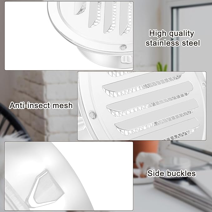 Zonon 12 Pcs Stainless Steel Soffit Vents 4 Inch Round Dryer Vent Cover - Image 4