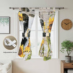 Yellow Sunflowers Bathroom Curtains 63 Inch Length, Window Curtains Tab Top - Image 5