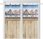 Western Horse Bathroom Curtains 63 Inch Length, Window Curtains Tab Top by Unknown