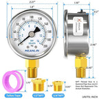 MEANLIN MEASURE 0~200Psi Dry Pressure Gauge Stainless Steel 1/4" NPT 2" FACE - Image 2