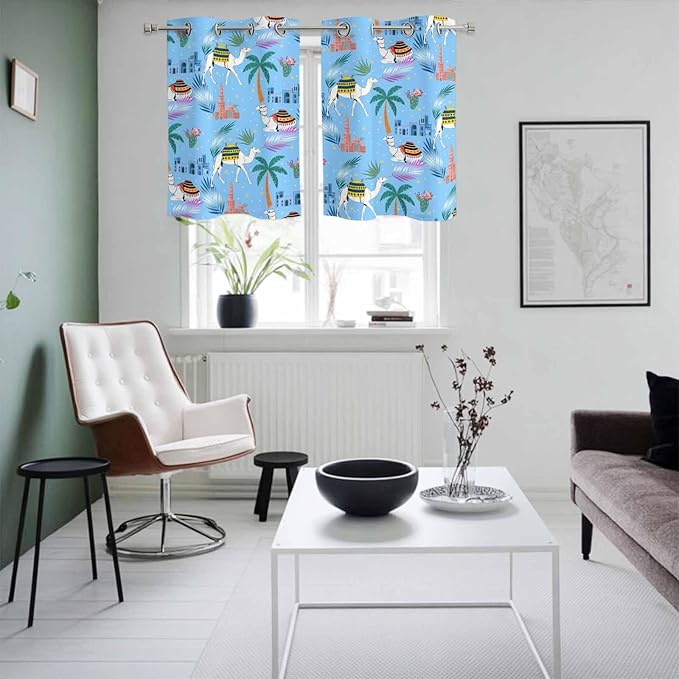 2 Panel Kitchen Cafe Curtains, Desert Landscape Sunlight Filtering Nature Air - Image 4