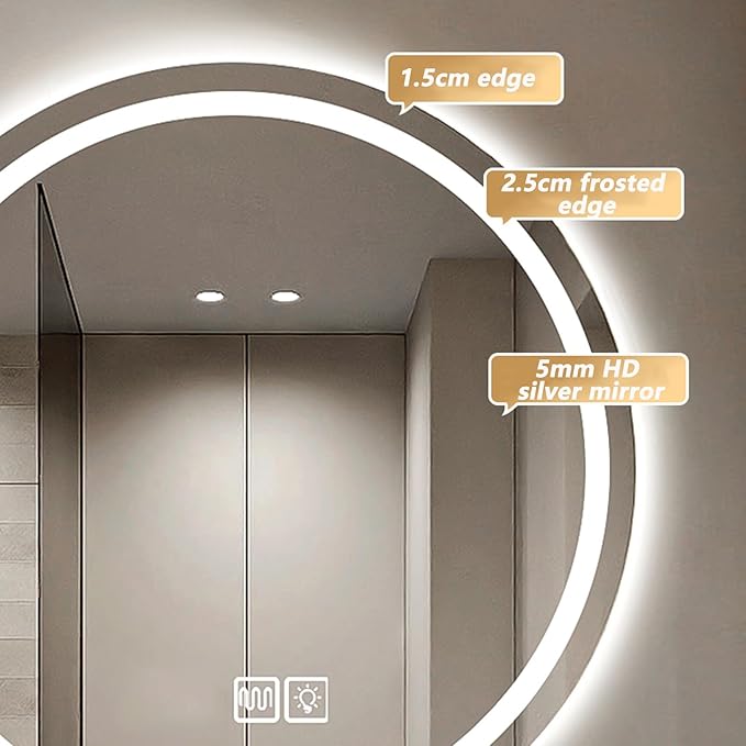 Wall Mirror for Bathroom, Wall Mounted Multifunction Bathroom Vanity Mirror - Image 7