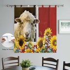 Sheep Flowers Bathroom Curtains 63 Inch Length, Window Curtains Tab Top - Image 4