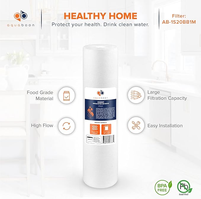 Aquaboon 1 Micron 20 x 4.5 Sediment Water Filter Replacement Cartridge | Whole - Image 4