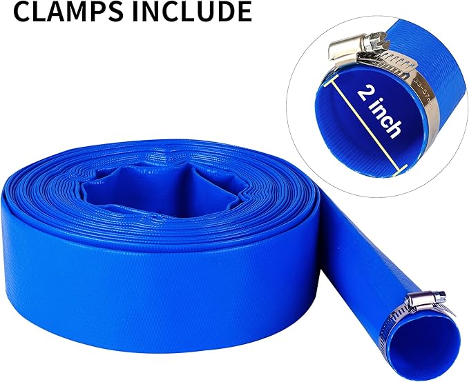 2" x 100 FT Pool Backwash Hose Blue Heavy Duty Reinforced PVC Lay Flat Water - Image 3