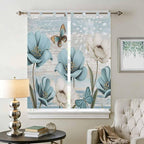 Spring Floral Bedroom Curtains 72 Inch Length, Window Curtains Tab Top - Image 2