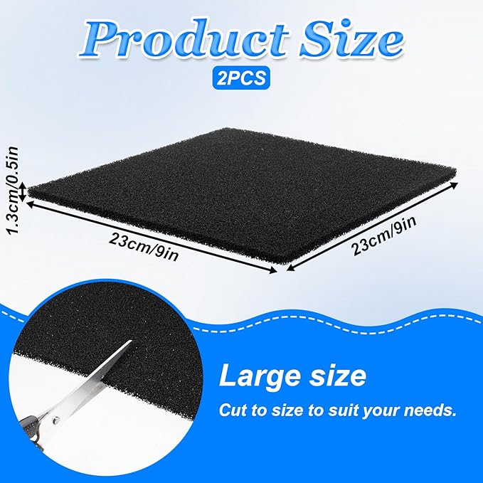 2 Pack Aquarium Bio Sponge Filter Pad, 40 PPI Fish Tank Filter Foam Sponges - Image 2