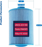 PWW50P3-M Spa Filter, Replaces Unicel 6CH-940RA，Filbur FC-0359M, 45 sq.ft Screw - Image 2