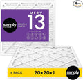Simply 20x20x1 Air Filter, Merv 13, 4 Pack, by SimplyFilters