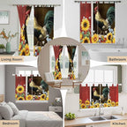Chicken Sunflowers Kitchen Curtains 24 Inch Length, Small Window Curtains Tab - Image 7