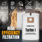 POWERTEC Turbo I, 9-20-27 Fleece Filter Bags 20PK, - Image 5