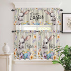 Easter Grey Bunny Kitchen Curtains Set 3 Piece - Image 9