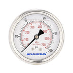 MEASUREMAN 2-1/2inch Dial Size, Glycerin Filled Pressure Gauge, 0-100psi/kpa - Image 2