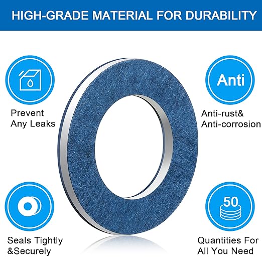 Mudder 50 Pieces Aluminum Engine Transmission Fluid Oil Crush Washers Drain - Image 3