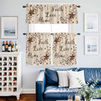 Kitchen Curtains Tiers and Valance Set of 3, Retro Country Stars Rustic - Image 6